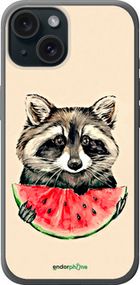 Чохол на iPhone 15 Єнотик з кавуном "4605u-3075-2448"
