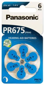 Батарейка Panasonic воздушно-цинковая PR675H(675A, AC675E/EZ, ZA675, DA675) (PR-675H/6LB)