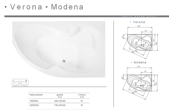 Акриловая ванна Redokss San MODENA 1700x1050 правая | Зображення 3