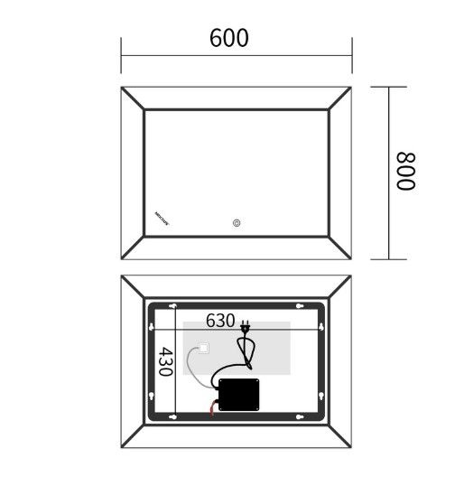 Дзеркало Mixxus Premium CUBIC MR14-80x60-REVERSE (LED Touch, Anti-fog) (MP6648) | Зображення 1