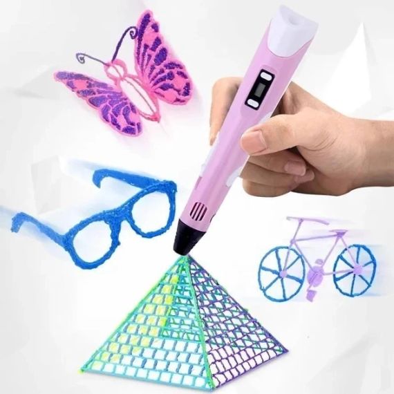 3D-Ручка 3Dpen З Lcd Екраном Повний Набір Пластик Рожевий | Зображення 3
