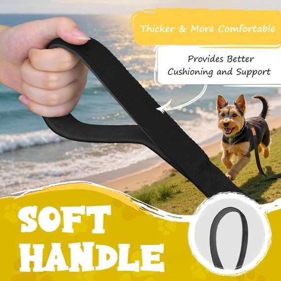 Довгий повідець для собак 20 м нейлоновий, міцна шлейка з металевим карабіном для дресирування та прогулянок, чорний | Зображення 2