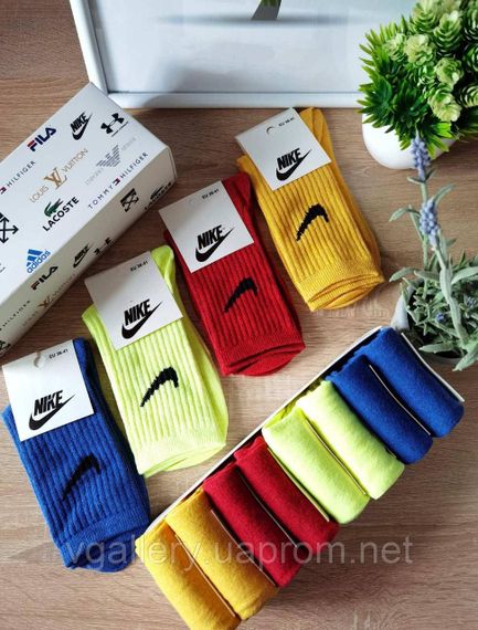 Шкарпетки високі Nike різні кольори, жіночі шкарпетки Найк різнокольорові, спортивні шкарпетки, 36-41 Жовті | Зображення 2