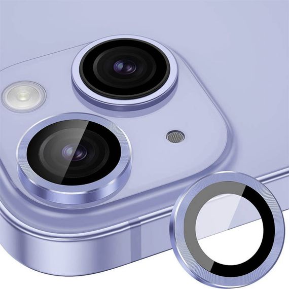 Захисне скло Metal Classic на камеру (у упак.) для Apple iPhone 15 (6.1") / 15 Plus (6.7") Блакитний / Light Blue | Зображення 3