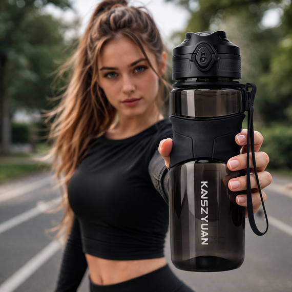 Спортивная бутылка для воды KANGZYUAN 450 мл черная, тритановая (BPA Free) | Зображення 5