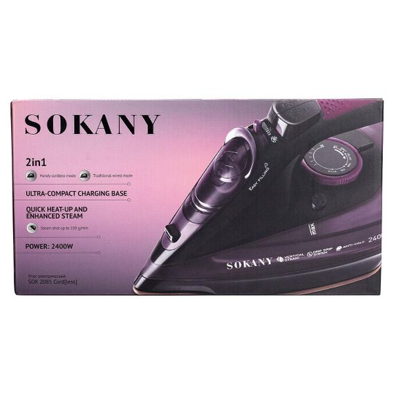 Ручной утюг беспроводной для одежды SOKANY профессиональный паровой 2400 Вт HP-UR-2 | Зображення 8