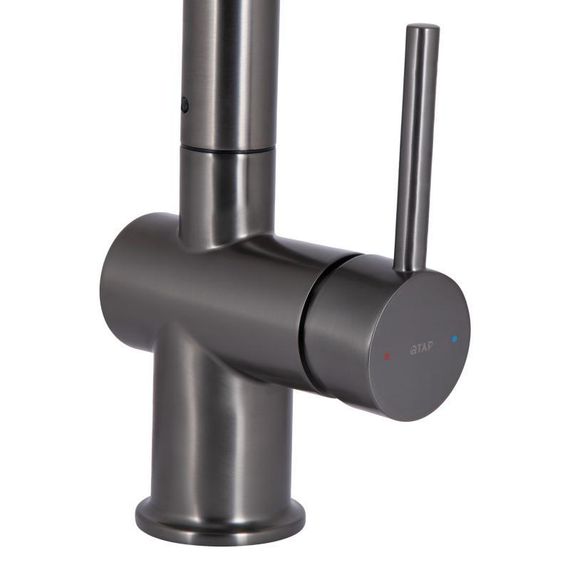 Смеситель для кухни Qtap Rozcesti с выдвижным изливом с подключением для питьевой воды QTROZ367GMB45942 Gunmetal Black PVD | Зображення 3