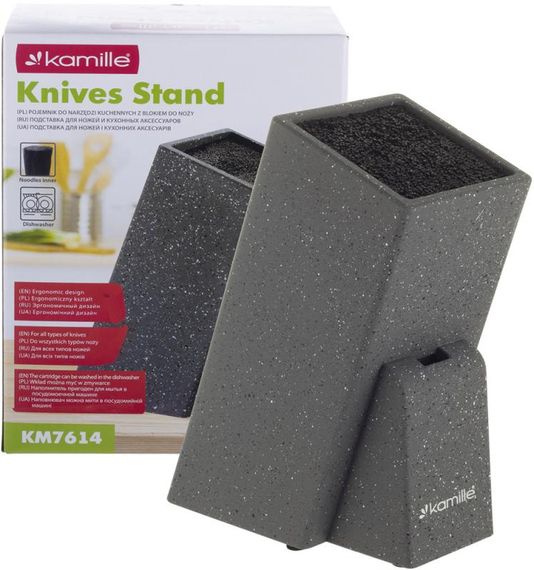 Підставка-колода для ножів Kamille Brash Stand 26см, сірий граніт з наповнювачем | Зображення 6