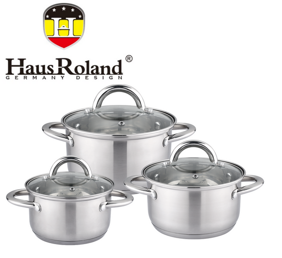 Набор кастрюль Haus Roland HR151-6, 3 шт из нержавеющей стали 2,7/3,6/4,7 л. Серебристый (HR151-6)