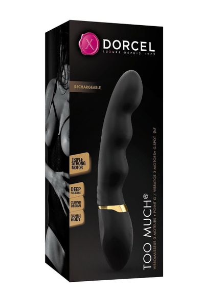Вібратор ультрастимулювальний Dorcel Too Much Rechargeable Black, гнучкий і потужний, 3 вібромотори | Зображення 2