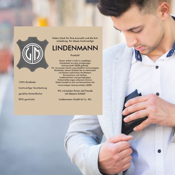 Шкіряне портмоне Lindenmann 90015 коньячне | Зображення 3