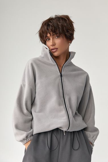 Флісова кофта на блискавці - сірий цвет, 40р (є розміри) | Зображення 4