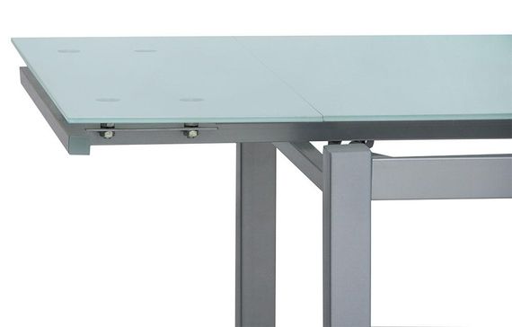 Стол Венди белый раскладной прямоугольный стеклянный 110/170х70 см, белое стекло/серый каркас | Зображення 4