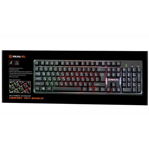Клавіатура REAL-EL 7011 Comfort Backlit Black | Зображення 8