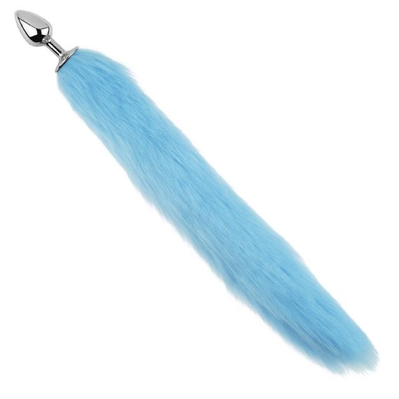 Анальна пробка з хвостом EGZO - Fox Tail Silver Plug Blue, size S Sex Aura | Зображення 1