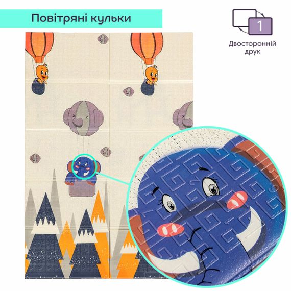 Дитячий складний термокилимок 117см х 177см х 8мм Повітряні кульки - Ведмедики (301) SW-00003031 | Зображення 3