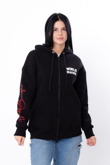Zip-худі для жінок (оверсайз) Носи своє S/172 Чорний (p-15330-175378) | Зображення 1