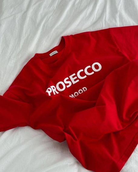 Женская свободная футболка оверсайз Prosecco mood  SH318 цвет красный, размер 42/46 onesize | Зображення 5