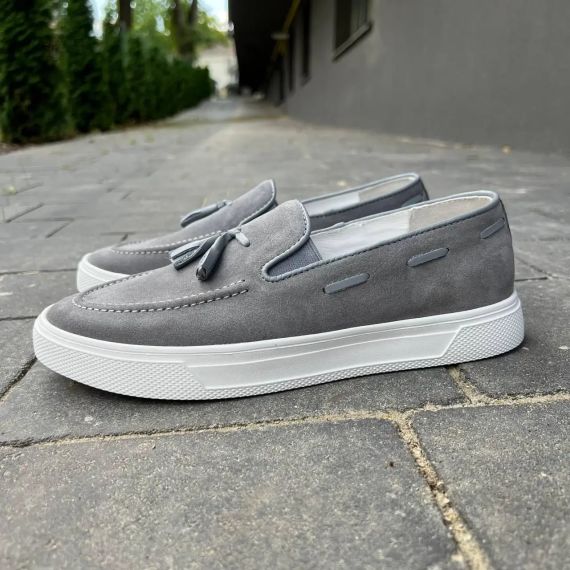 Мужские лоферы серый замш 42 размер | Зображення 1