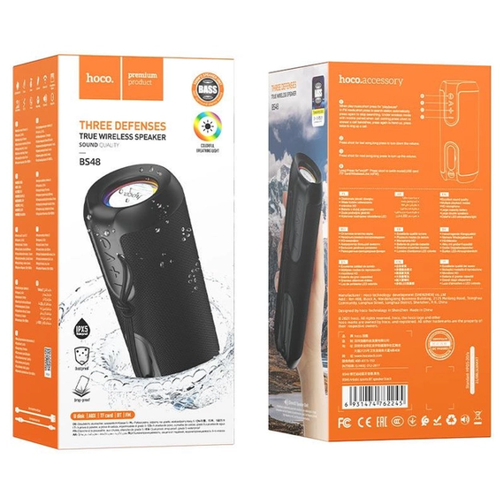 Портативна колонка з підсвіткою HOCO BS48 Artistic sports BT speaker IPX5 TWS/AUX/USB/TF/FM чорний | Зображення 2