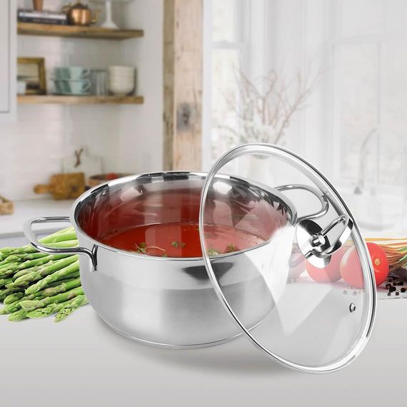 Каструля Maestro MR-3508-30, 10 л, 30 см, з нержавіючої сталі з кришкою, для всіх типів плит | Зображення 1