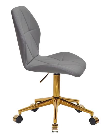 Стул на золотой крестовине c пластиковыми колесами Alby (Алби) GD-Modern Office с мягкой обивкой Кожзам серый 701 | Зображення 2