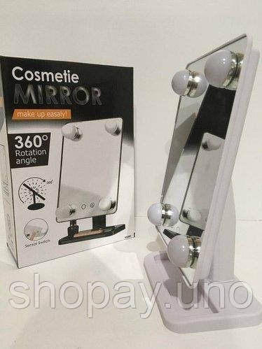 Зеркало для макияжа Mirror 360 Rotation Angel с LED подсветкой и сенсорным управлением | Зображення 2