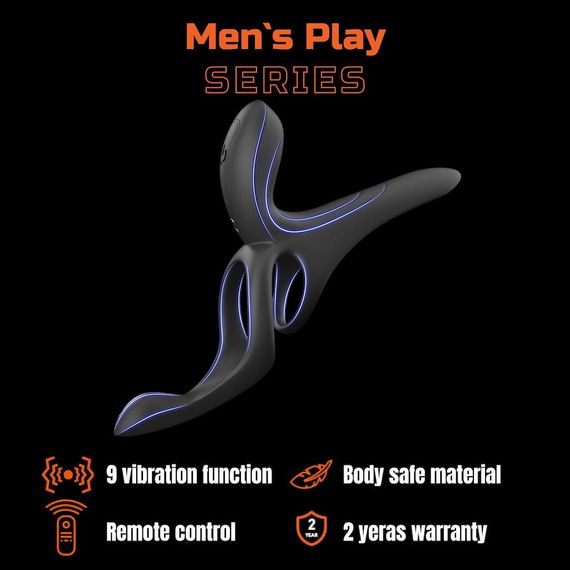 Вібраційне кільце - Erospace Men’s Play Vibrating Cock Ring With Clitoral & Taint Stimulation B11 Sex Aura | Зображення 1