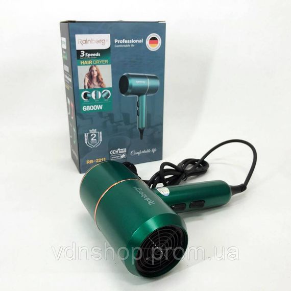 Якісний фен для волосся Rainberg RB-2211, Потужний фен для швидкого укладання волосся YE-97 | Зображення 2