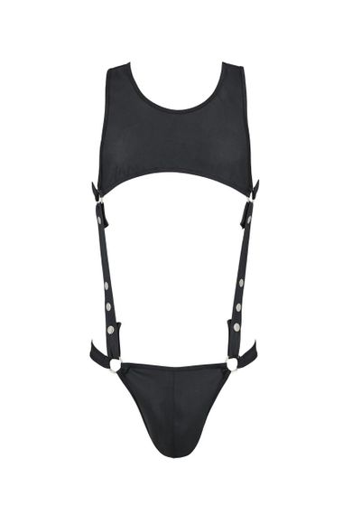 Мужское кожаное боди Passion 056 ADAM L/XL Black, заклепки sexstyle | Зображення 2