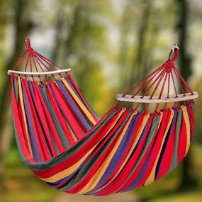 Гамак мексиканський підвісний 80х200 см, з дерев'яною планкою / Тканинний гамак на дерево для дачі та саду / Туристичний гамак