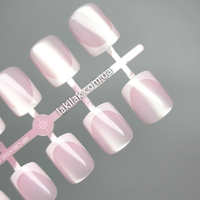 Гелевые типсы для наращивания френч кошачий глаз 150шт (розовый квадрат)