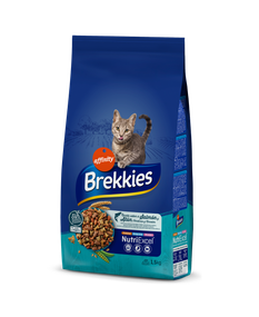Сухой корм для кошек Brekkies Cat Salmon and Tuna 1.5 кг полноценный рацион для взрослых кошек лосось с тунцом