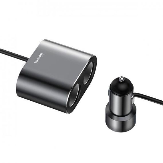 АЗУ 2USB Baseus High Efficiency + Two Cigarette Lighter (3.1A) (CRDYQ-01) Black | Зображення 1