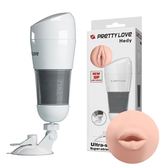 Мастурбатор рот Pretty Love Hedy з вібрацією, на присосці, 27×8,6 см Sex Aura