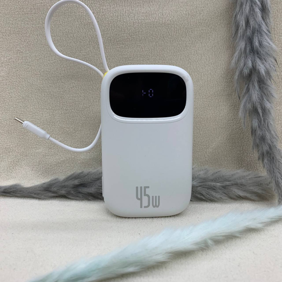 Павербанк Baseus EnerFill FC31 20000mAh 45W — зовнішній акумулятор з LCD-дисплеєм, 4 портами та швидкою зарядкою Білий | Зображення 1