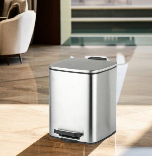 Відро для сміття Zerix Kubix-TC0106 SS Color з плавним закриттям, квадратне, 6 л, нержавійка (ZX5889) | Зображення 2