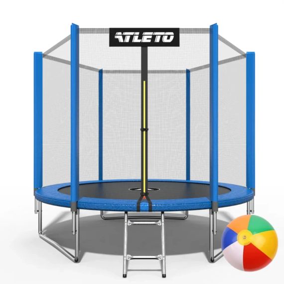 Батут детский Atleto 183 см с защитной сеткой и лестницей для дома и дачи синий 42400454