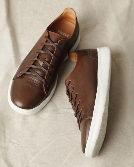 Шкіряні коричневі кеди 45 розмір 29,5 см | Зображення 1