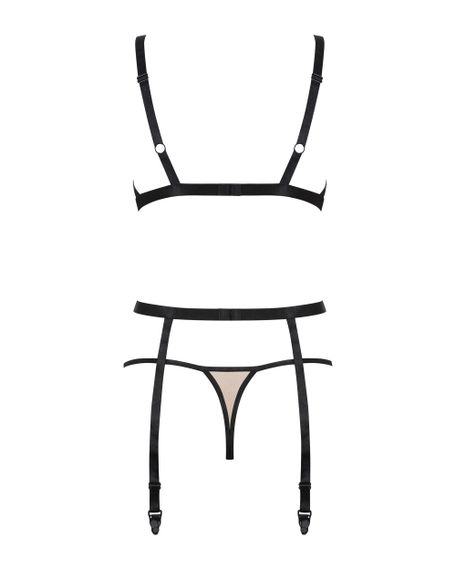 Комплект з поясом для панчіх Obsessive Nudelia set Тілесно-чорний L/XL | Зображення 5