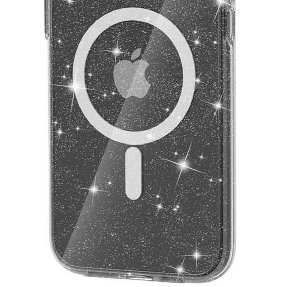 Чехол TPU Galaxy Sparkle (MagFit) для Apple iPhone 16 (6.1") Black+Glitter | Зображення 3