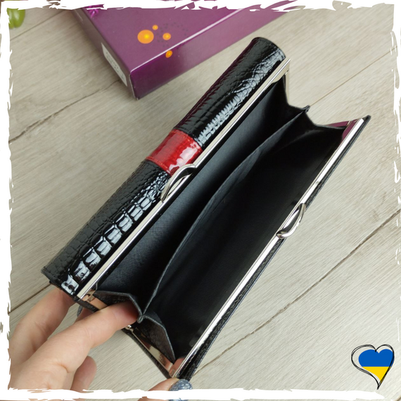 Гаманець жіночий лаковий з натуральної шкіри. Гаманець шкіряний. Кожаный кошелек | Зображення 6