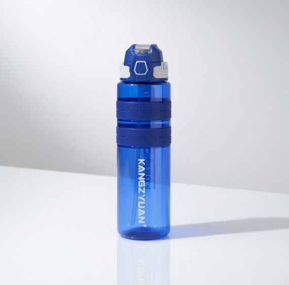 Спортивная бутылка для воды KANGZYUAN 500 мл Синяя Тритановая (BPA Free), с клапаном и поилкой | Зображення 5