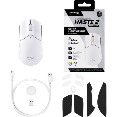 Миша HyperX Pulsefire Haste 2 WL, White (6N0A9AA) | Зображення 8