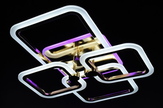 Люстра світлодіодна стельова LED світильник для квартири на стелю лед з пультом 26945 Золото 11х48х60 см. | Зображення 4