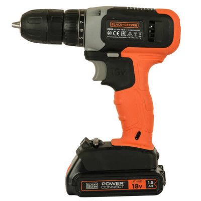 Шуруповерт Black&amp;Decker 18 В Li-Ion, 1.5Ah, 600 об/мин, 1,2 кг (BCD001C1) | Зображення 7