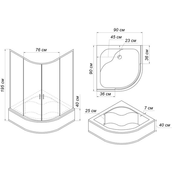 Душевая кабина BRAVO WARTA 90WT | Зображення 7