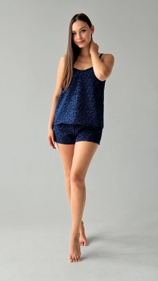 Піжамний комплект з візерунками у темно-синьому кольорі