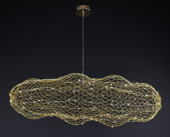 Люстра світлодіодна підвісна LED світильник для квартири на стелю лед 27653 Золото 25-200х42х80 см. | Зображення 4