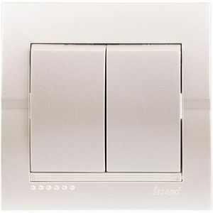 DERIY перлинно-білий металік Вимикач внутрішній 2кл Лезард